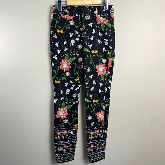 Old Navy PIXIE Women's Black Floral Fairy Garden Mid Rise Stretchy Pants 2-Tall - Picture 1 of 14